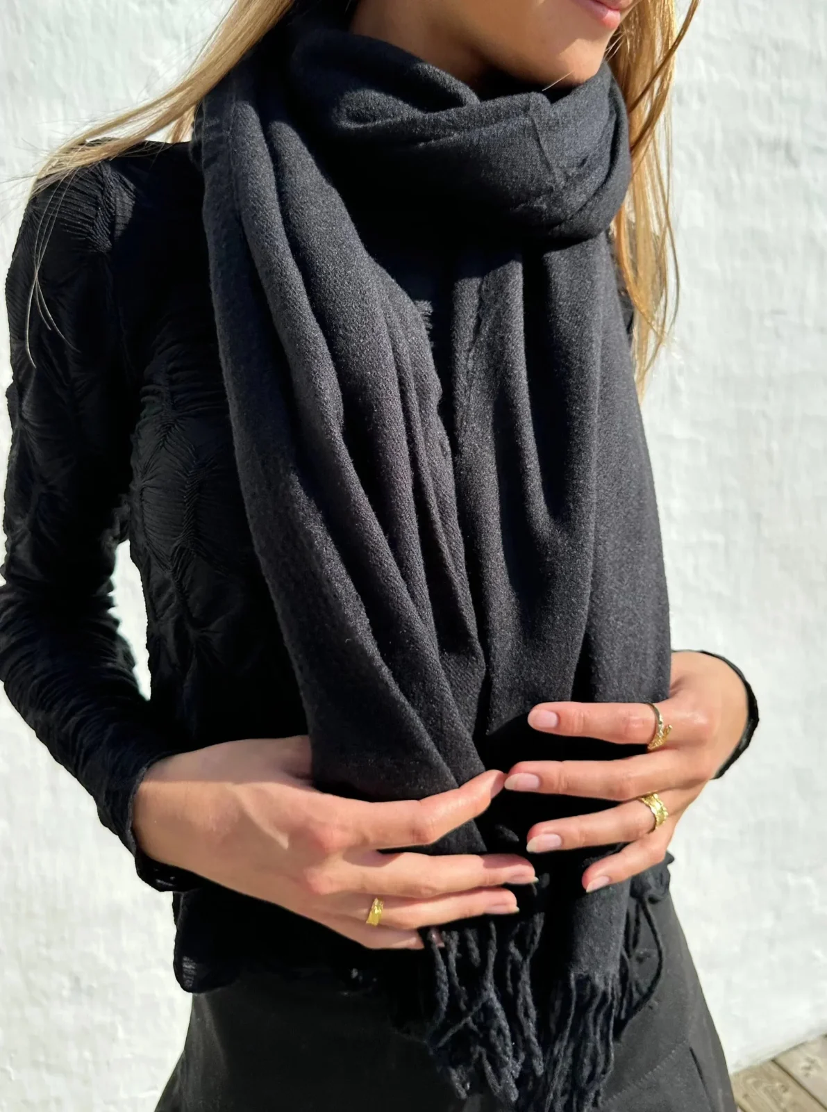 Andcopenhagen Basics - Cashmeretørklæde sort - 70% cashmere - Yana - Billede 2