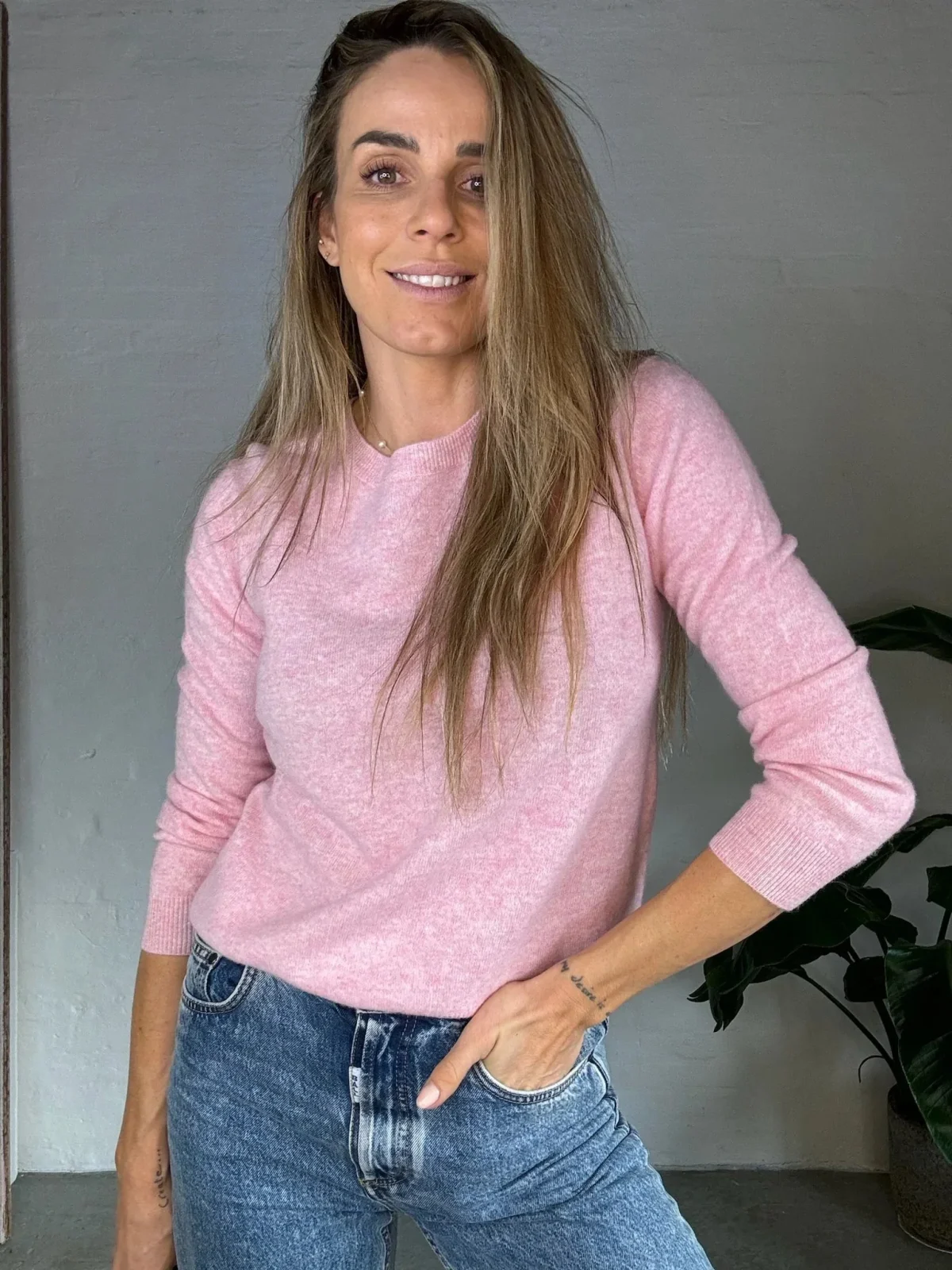 Andcopenhagen Basics - Classic Cashmere - 80% cashmere strik - Light Pink Melange - Billede 2