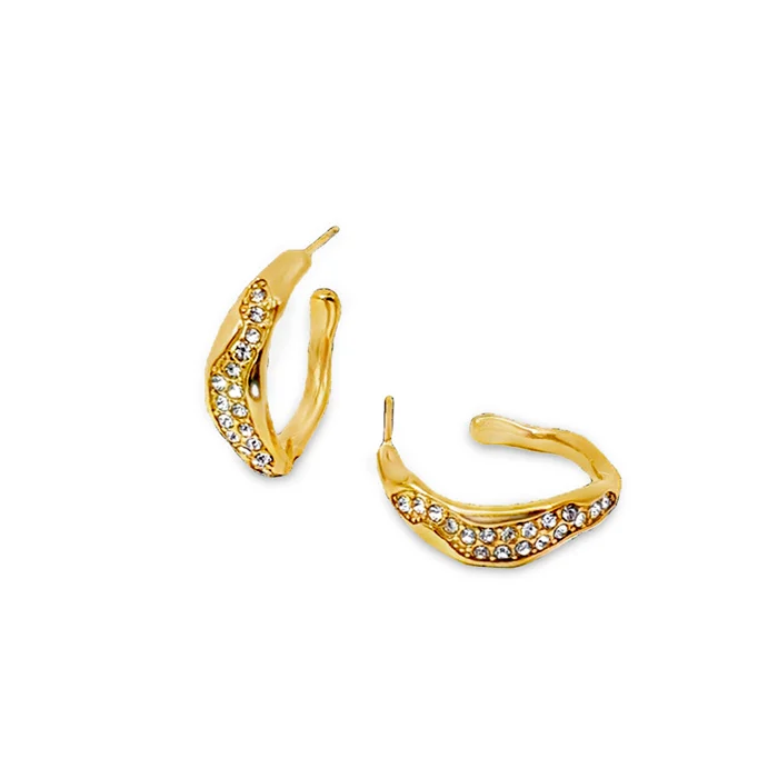 Bay by Aqua Dulce Glow Ella Hoop creoler – rustfrit PVD belagt stål