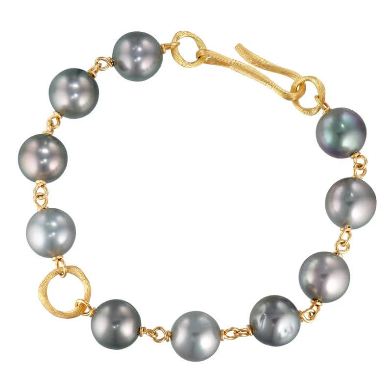 Dulong Fine Jewelry Vega Loop armbånd m. grå Tahitiperler – 18kt. guld str. 4