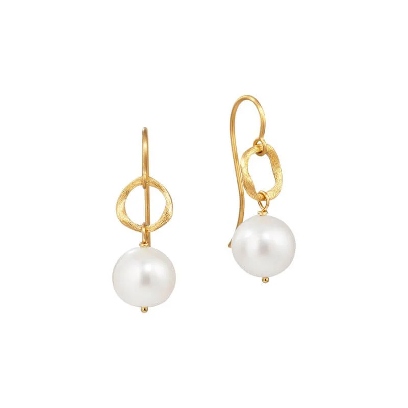 Dulong Fine Jewelry Vega Loop øreringe mellem hvid ferskvandsperle – 18 kt. Guld