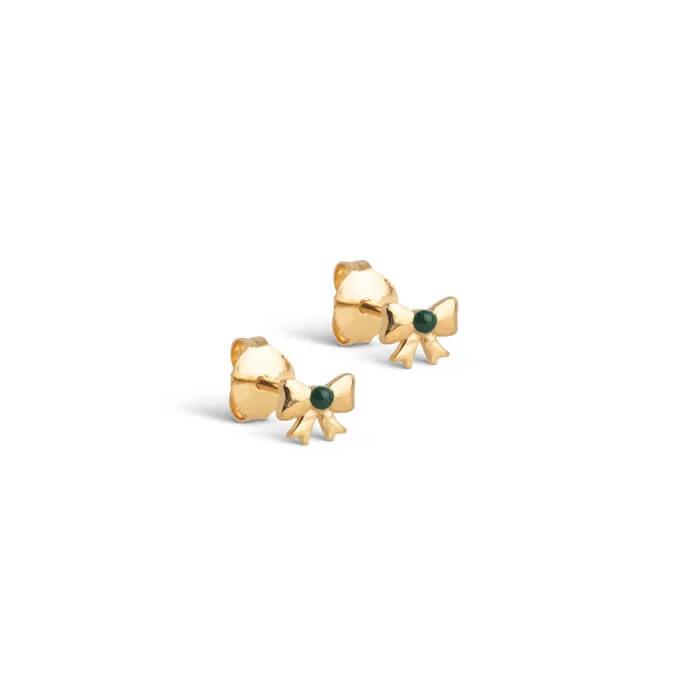 Enamel – Baby Bow grøn emalje – Forgyldt sølv