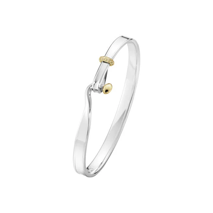 Georg Jensen Torun Armring – sølv og guld – Champagnefarvede diamanter – 0,08 ct