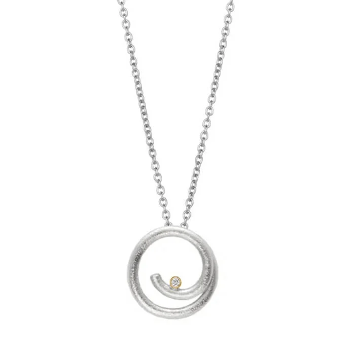 Heiring – Cirkus cirkel vedhæng m. 0,02ct. – Rhodineret sølv