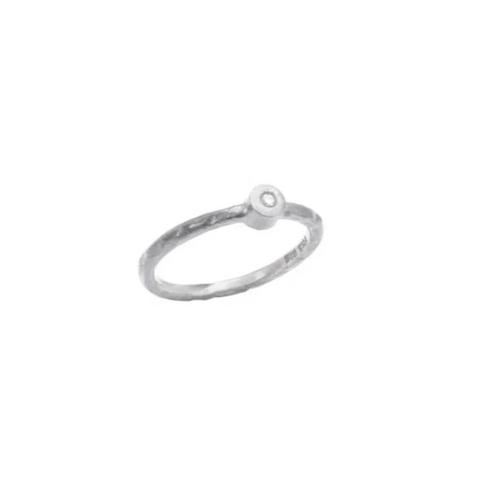 Heiring – Mai ring m. 0,02ct diamant – Rhodineret sølv