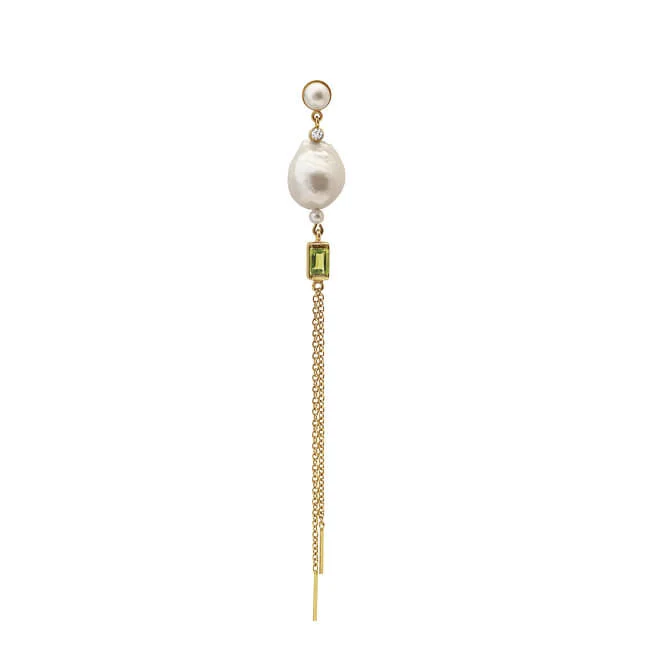 Heiring – Perle ørering No. 5 m. Peridot – Forgyldt sølv 1 stk.