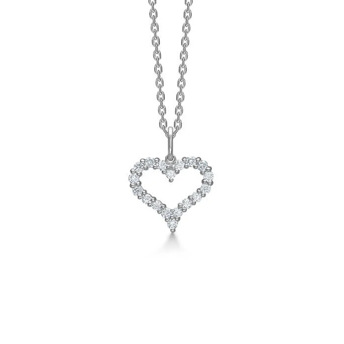 Mads Z Tender Heart halskæde – sølv – hvide zirkoner – large