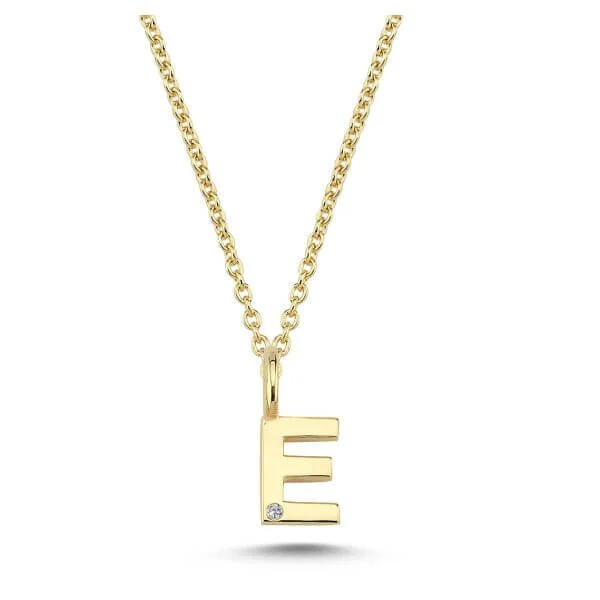 Nuran Bogstav Vedhæng E – guld – 9,5mm 0,005 ct