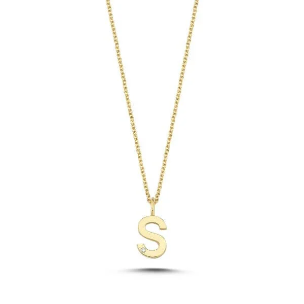 Nuran Bogstav Vedhæng S – guld – 9,5mm 0,005 ct