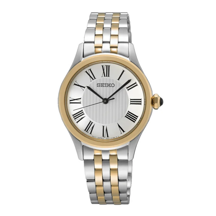 SEIKO CLASSIC – Dameur i bicolor m. hvid skive 30mm