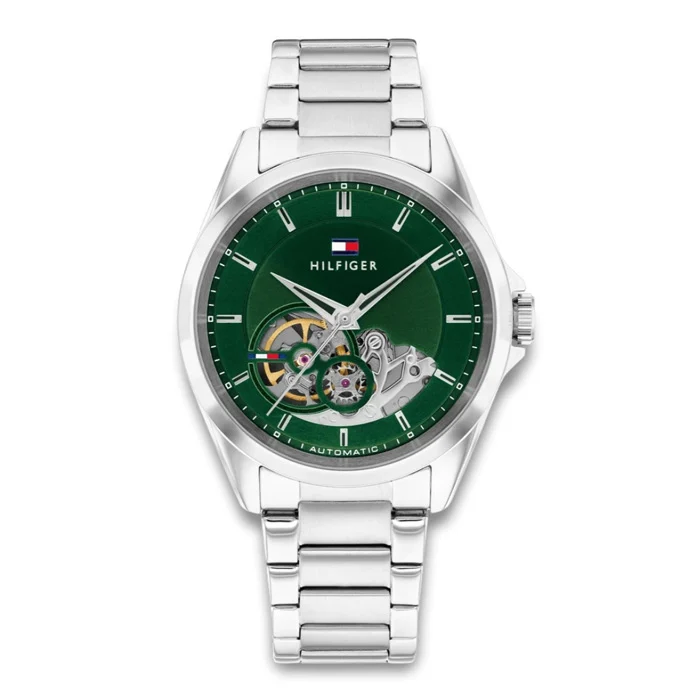 Tommy Hilfiger BAKER Automatik herreur i stål m. grøn skive 39mm