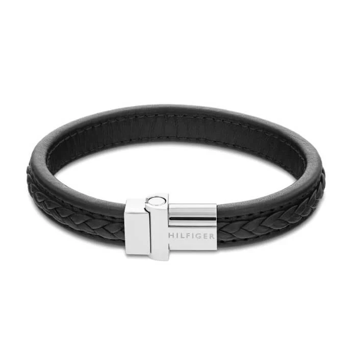 Tommy Hilfiger Magnetic Braided armbånd – sort læder